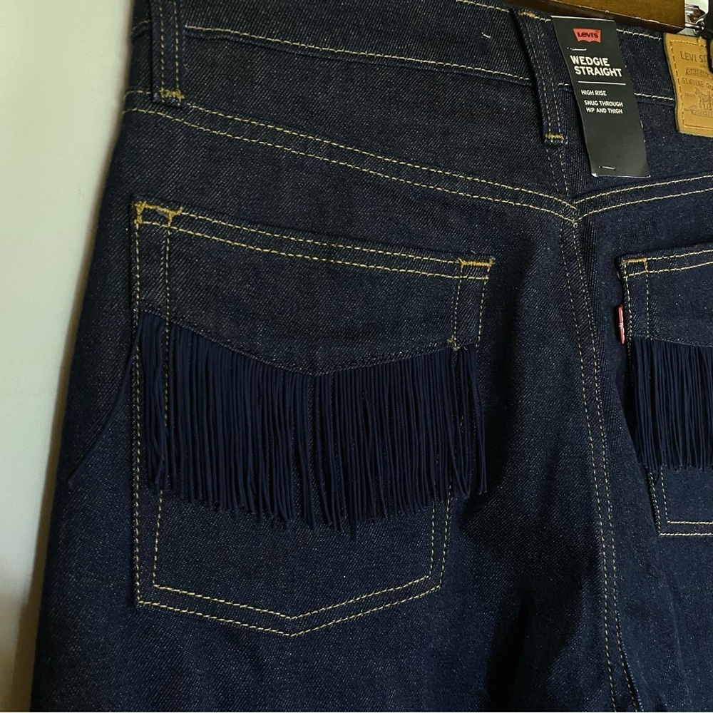 Levi's Dark Blue Straight Leg Jeans with Fringe Pocket - Picture 7 of 15